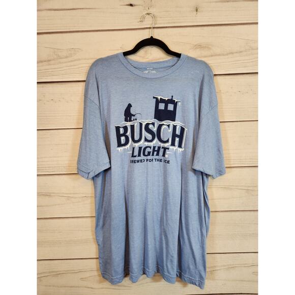 Brew City Busch Men's Light Blue Solid Crew Neck Short‎ Sleeve T-Shirt Size XXL - Picture 1 of 5